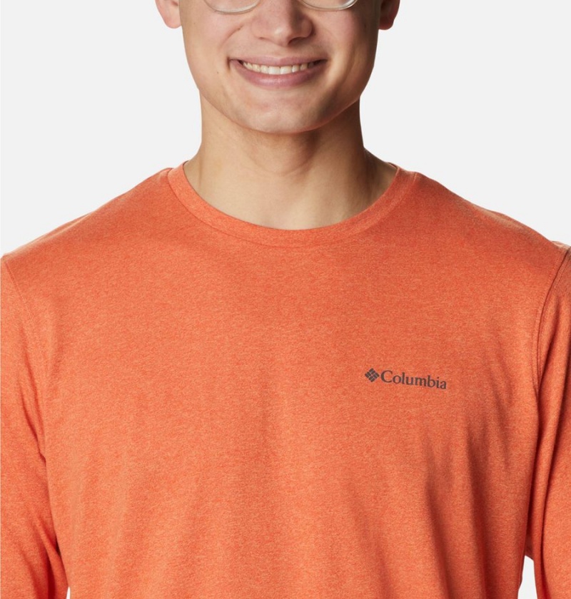 Columbia Thistletown Hills Long Sleeve Logo Men's T-Shirt Orange | YSAVZT-524