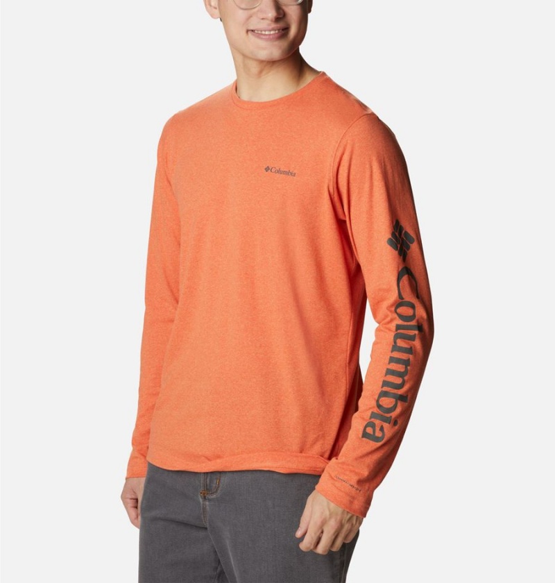 Columbia Thistletown Hills Long Sleeve Logo Men's T-Shirt Orange | YSAVZT-524