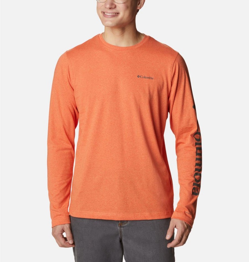 Columbia Thistletown Hills Long Sleeve Logo Men\'s T-Shirt Orange | YSAVZT-524