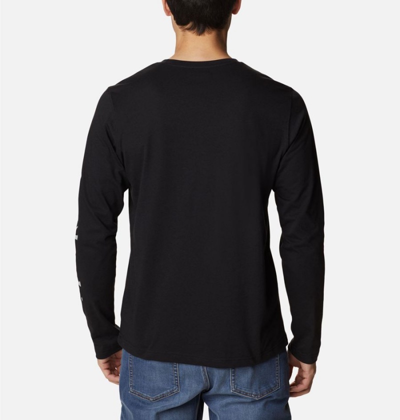 Columbia Thistletown Hills Long Sleeve Logo Men's T-Shirt Black | TCHPER-710