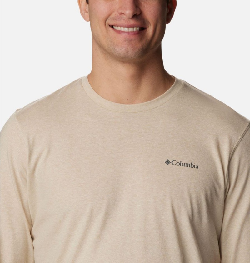Columbia Thistletown Hills Long Sleeve Logo Men's T-Shirt Khaki | YOIZMW-342