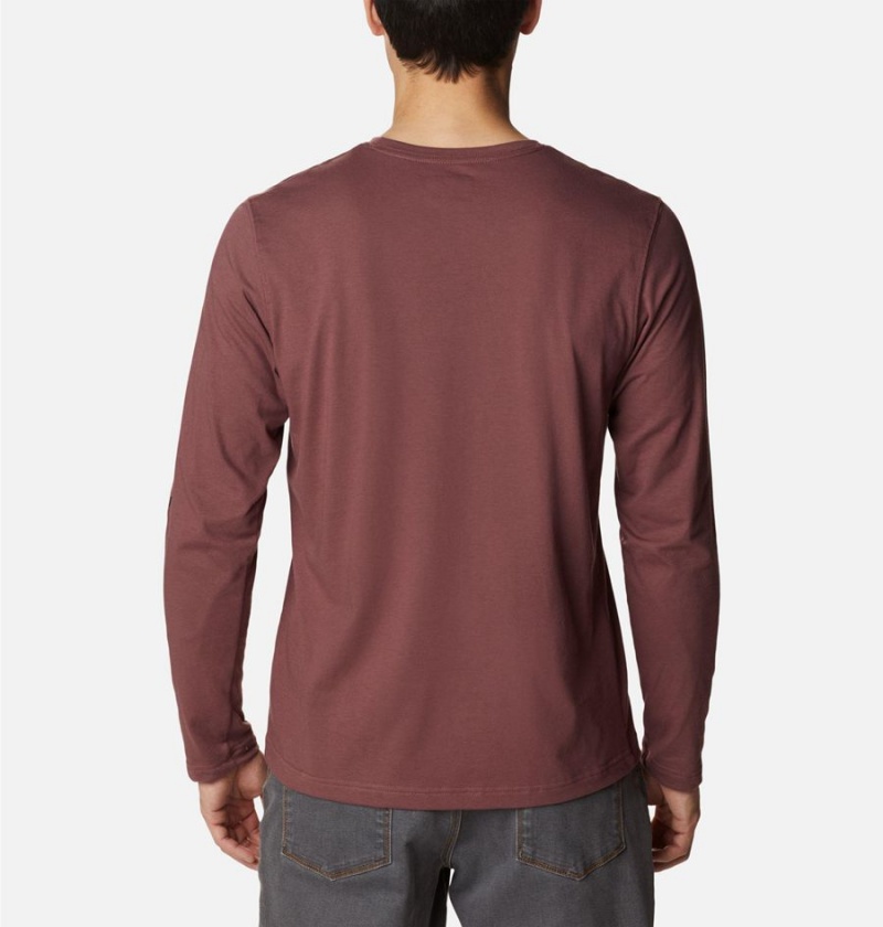 Columbia Thistletown Hills Long Sleeve Logo Men's T-Shirt Brown | PJBGEK-417