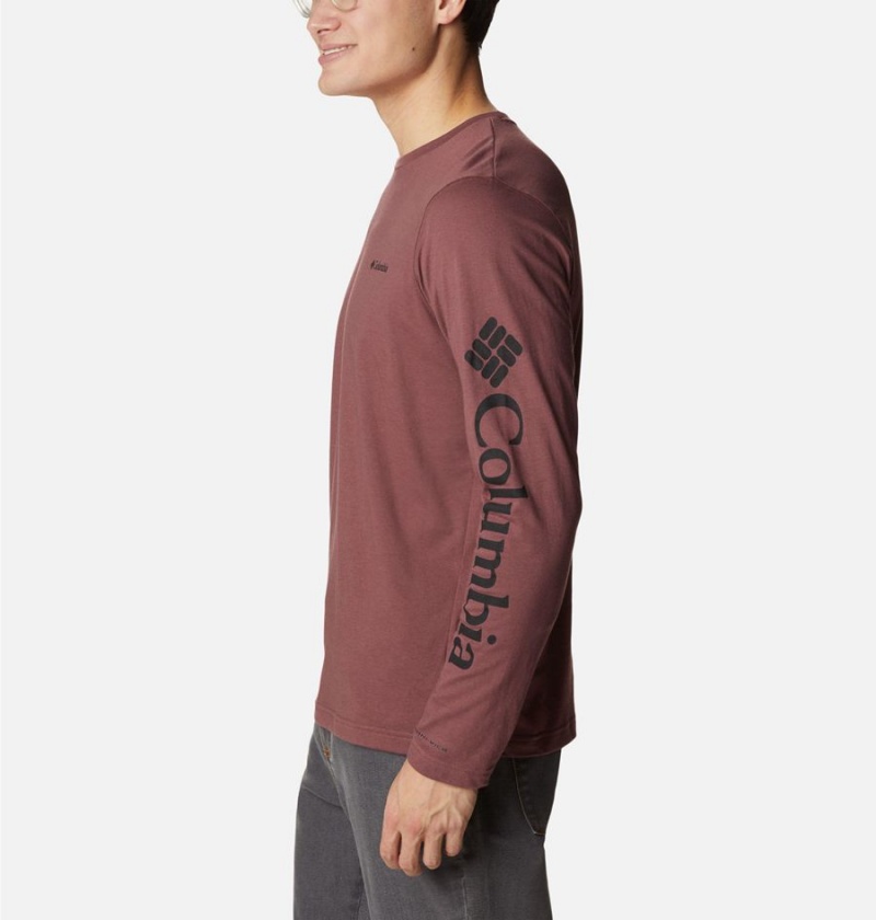 Columbia Thistletown Hills Long Sleeve Logo Men's T-Shirt Brown | PJBGEK-417