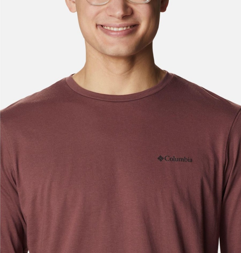 Columbia Thistletown Hills Long Sleeve Logo Men's T-Shirt Brown | PJBGEK-417