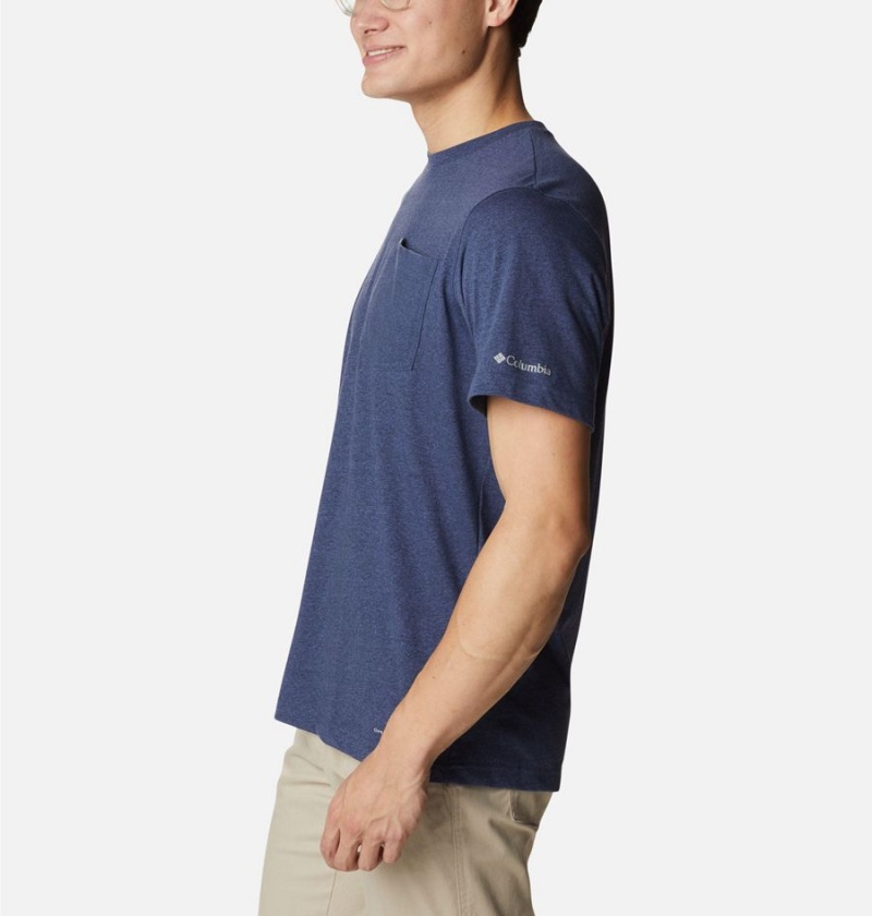 Columbia Thistletown Hills Pocket Men's T-Shirt Blue | BVDUTQ-384