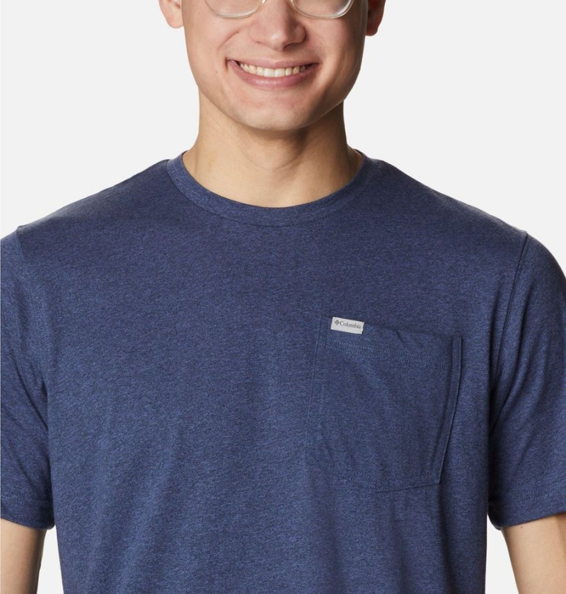 Columbia Thistletown Hills Pocket Men's T-Shirt Blue | BVDUTQ-384