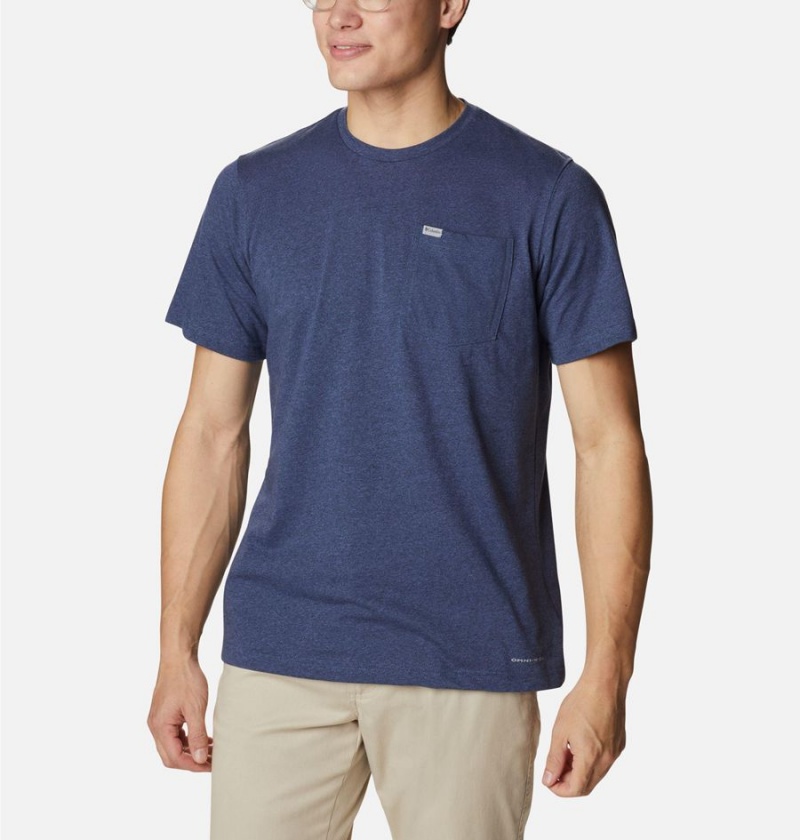 Columbia Thistletown Hills Pocket Men's T-Shirt Blue | BVDUTQ-384