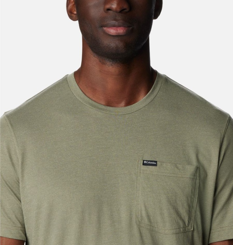 Columbia Thistletown Hills Pocket Men's T-Shirt Green | WRBMYU-279