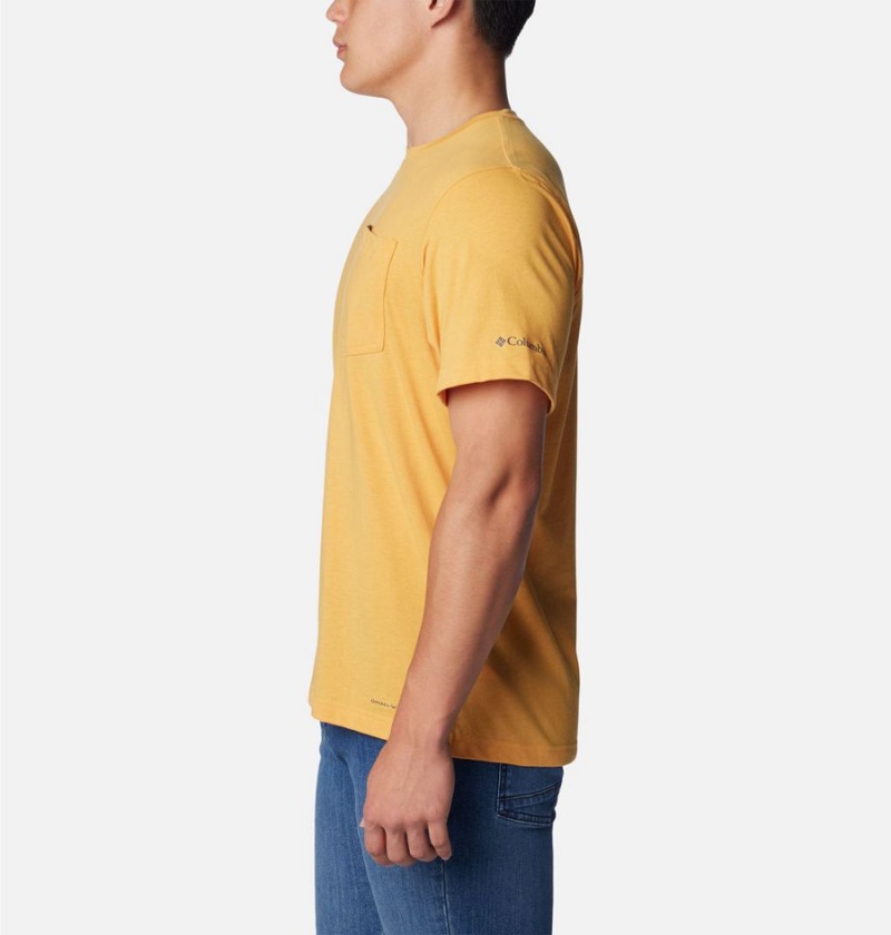 Columbia Thistletown Hills Pocket Men's T-Shirt Yellow | RLGMTD-695
