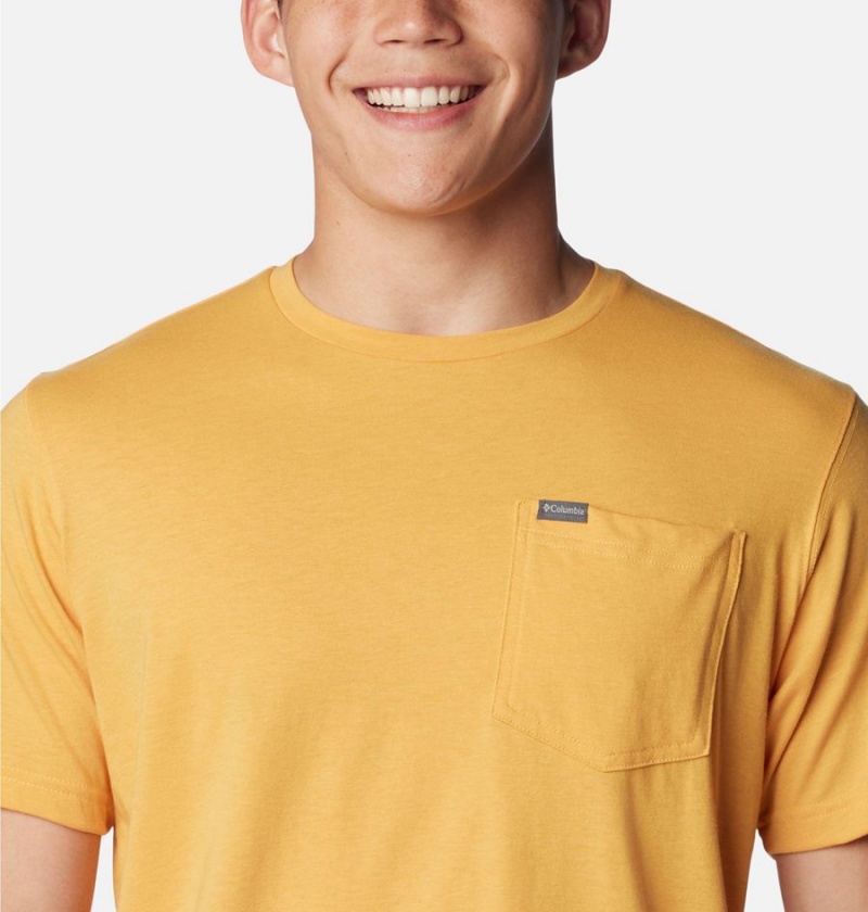 Columbia Thistletown Hills Pocket Men's T-Shirt Yellow | RLGMTD-695