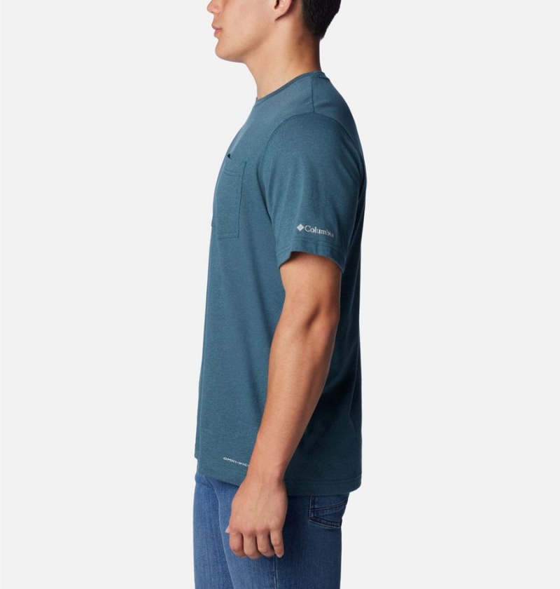 Columbia Thistletown Hills Pocket Men's T-Shirt Blue | NHEXFZ-617