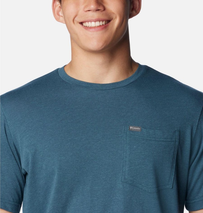 Columbia Thistletown Hills Pocket Men's T-Shirt Blue | NHEXFZ-617