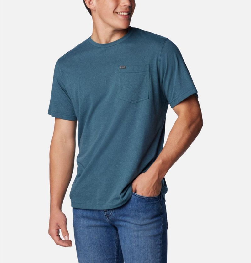 Columbia Thistletown Hills Pocket Men's T-Shirt Blue | NHEXFZ-617