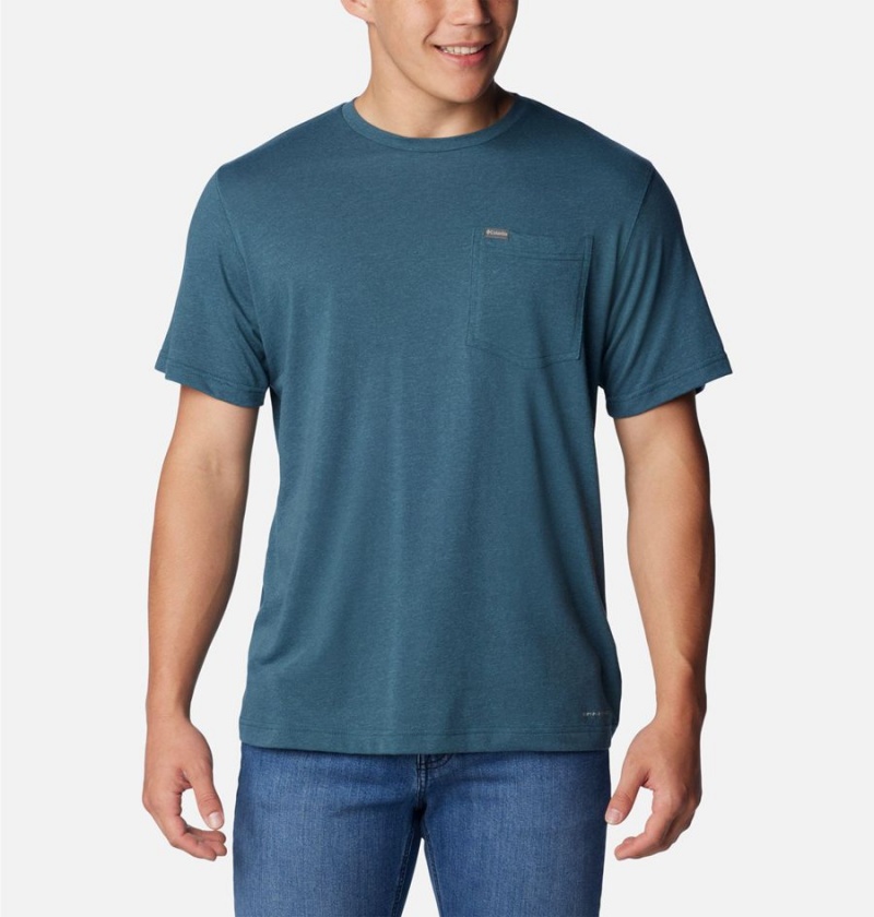 Columbia Thistletown Hills Pocket Men\'s T-Shirt Blue | NHEXFZ-617