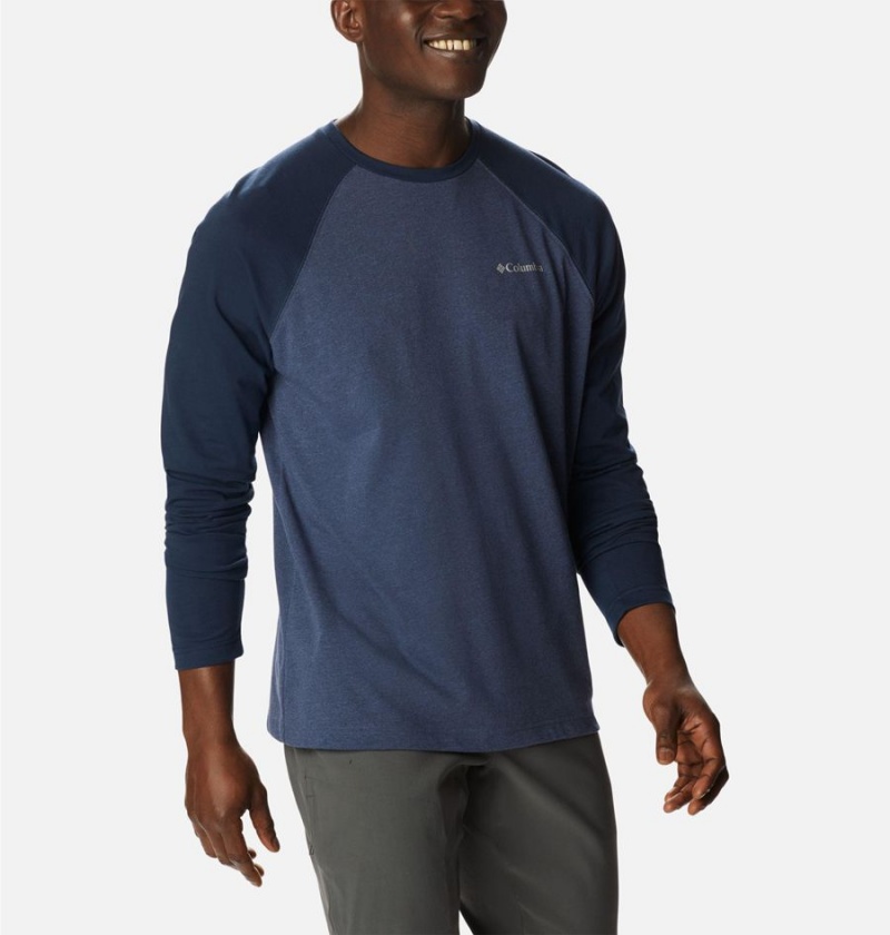 Columbia Thistletown Hills Raglan Men's T-Shirt Blue | ZWNCAM-708