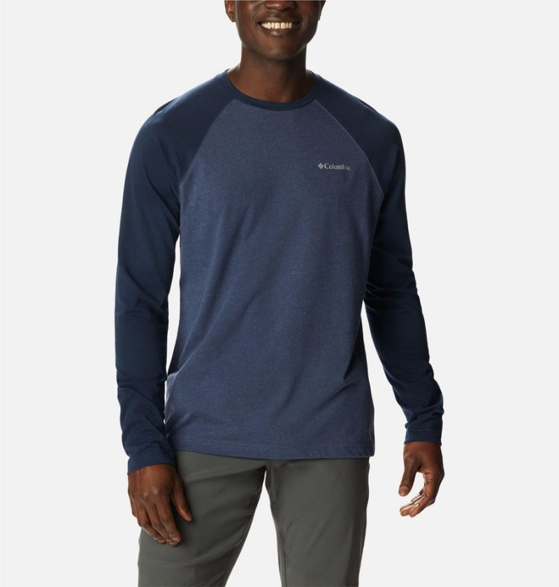 Columbia Thistletown Hills Raglan Men\'s T-Shirt Blue | ZWNCAM-708