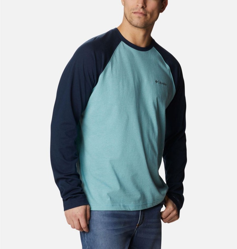 Columbia Thistletown Hills Raglan Men's T-Shirt Blue | OTHVNI-021