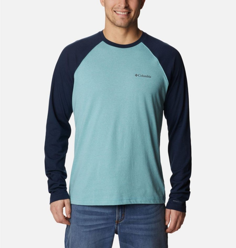 Columbia Thistletown Hills Raglan Men\'s T-Shirt Blue | OTHVNI-021