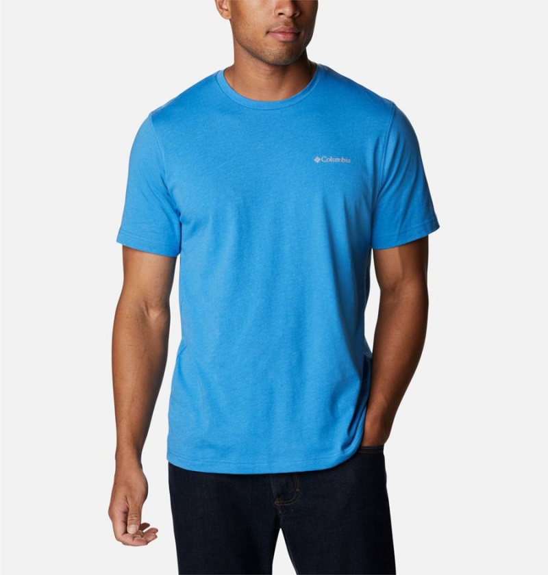 Columbia Thistletown Hills Short Sleeve Men\'s T-Shirt Blue | WJUNCY-246