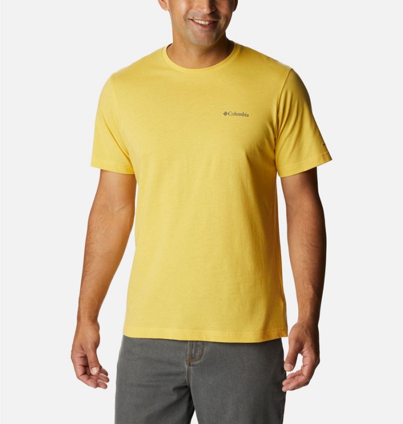 Columbia Thistletown Hills Short Sleeve Men\'s T-Shirt Yellow | JISFPQ-680
