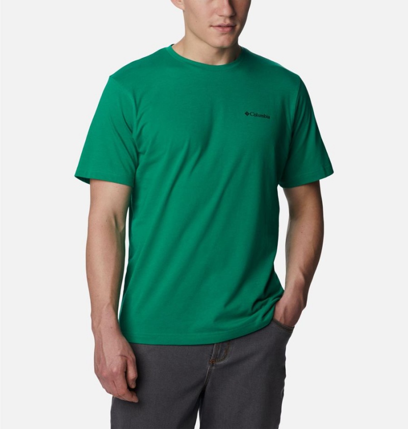 Columbia Thistletown Hills Short Sleeve Men's T-Shirt Green | IUMZFR-962