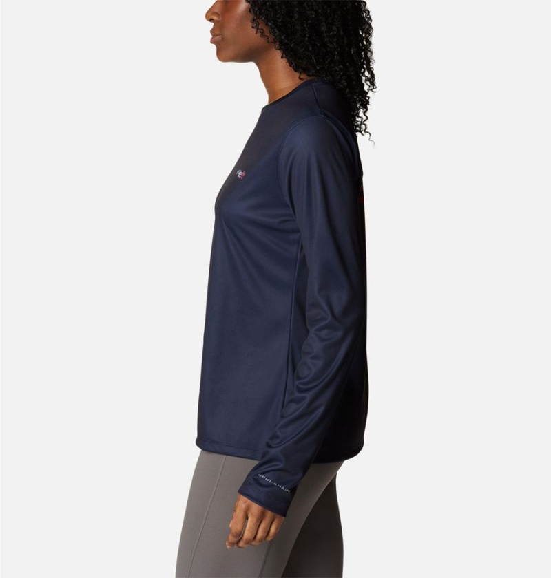 Columbia Tidal PFG Fish Flag Long Sleeve Women's T-Shirt Navy | PGYKSF-213