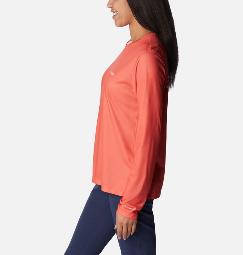 Columbia Tidal PFG Fish Flag Long Sleeve Women's T-Shirt Coral | JTUZBK-726