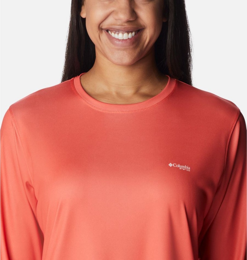 Columbia Tidal PFG Fish Flag Long Sleeve Women's T-Shirt Coral | JTUZBK-726