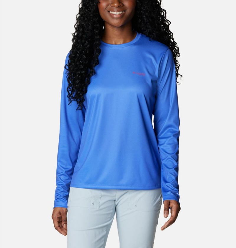 Columbia Tidal PFG Fish Flag Long Sleeve Women's T-Shirt Purple | AOBFMK-328