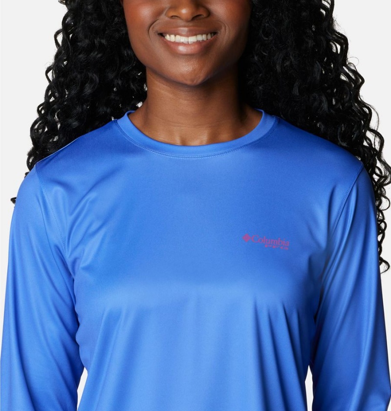 Columbia Tidal PFG Fish Flag Long Sleeve Women's T-Shirt Purple | AOBFMK-328