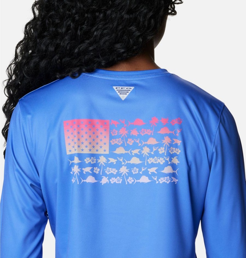 Columbia Tidal PFG Fish Flag Long Sleeve Women's T-Shirt Purple | AOBFMK-328