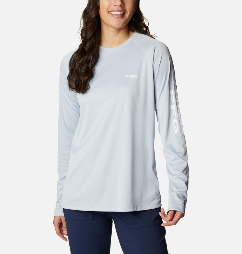 Columbia Tidal PFG Heather Long Sleeve Women\'s T-Shirt Grey | MFQELA-613