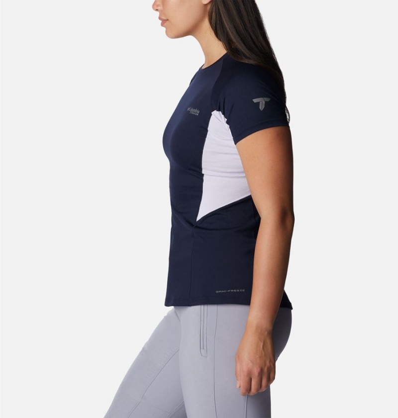 Columbia Titan Pass Ice Short Sleeve Women's T-Shirt Navy | GWIUQE-301