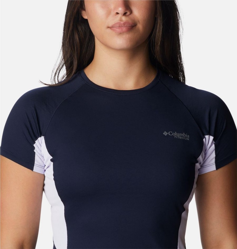 Columbia Titan Pass Ice Short Sleeve Women's T-Shirt Navy | GWIUQE-301
