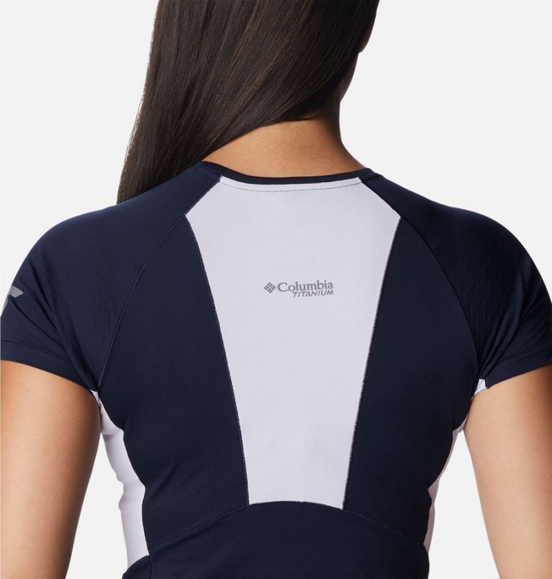 Columbia Titan Pass Ice Short Sleeve Women's T-Shirt Navy | GWIUQE-301