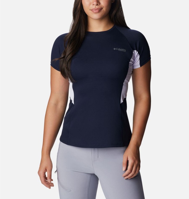 Columbia Titan Pass Ice Short Sleeve Women\'s T-Shirt Navy | GWIUQE-301