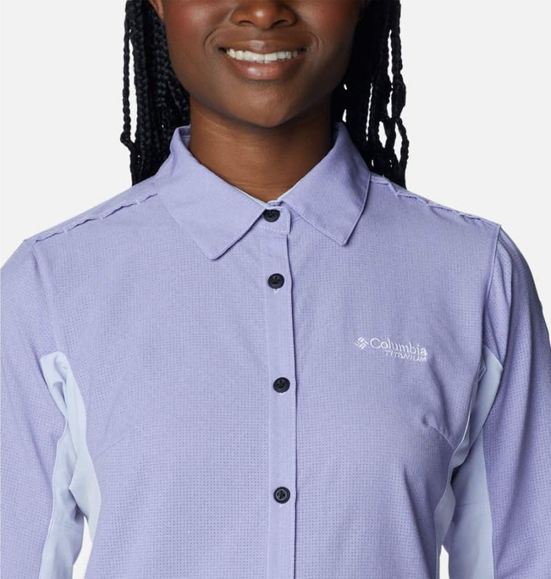 Columbia Titan Pass Irico Long Sleeve Women's Shirt Purple | EGLTCU-406