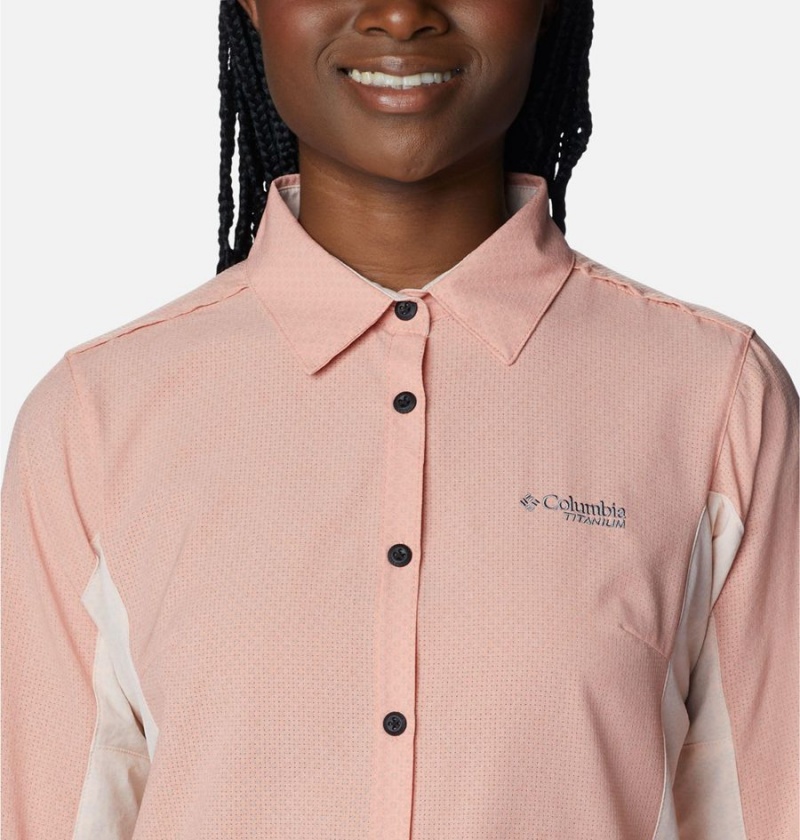 Columbia Titan Pass Irico Long Sleeve Women's Shirt Coral | LYCFMK-750
