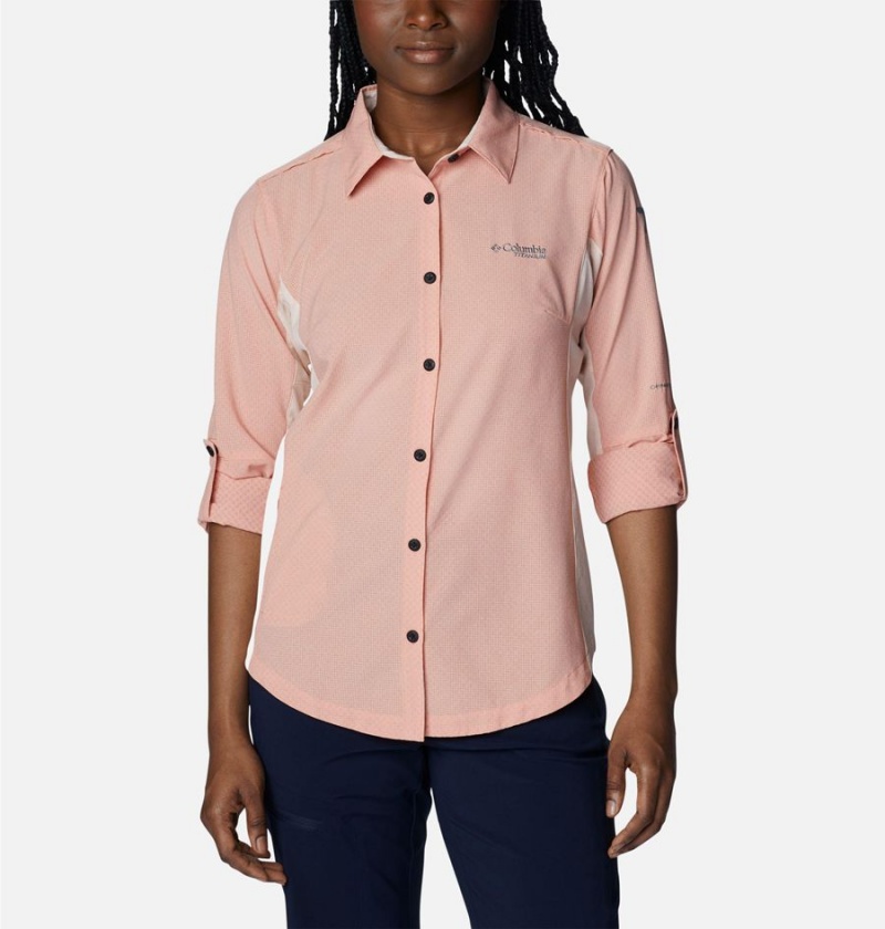 Columbia Titan Pass Irico Long Sleeve Women's Shirt Coral | LYCFMK-750