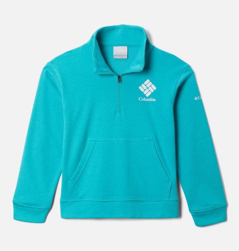Columbia Trek French Terry Half Zip Pullover Kids\' Fleece Turquoise | FIHOQE-230
