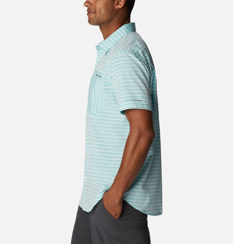 Columbia Twisted Creek III Short Sleeve Men's Shirt Turquoise | RSNLPK-148