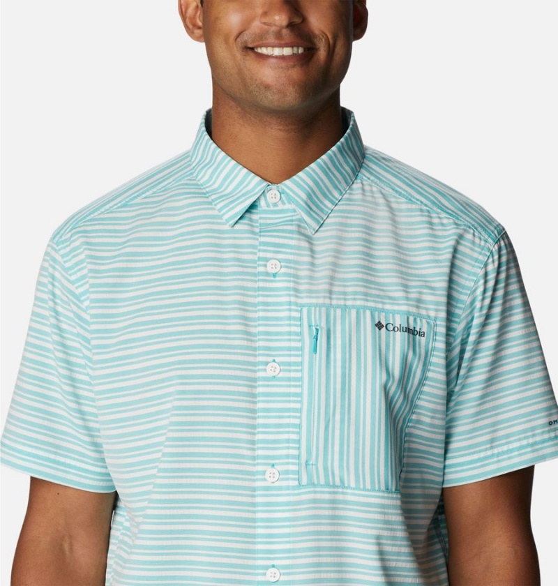 Columbia Twisted Creek III Short Sleeve Men's Shirt Turquoise | RSNLPK-148
