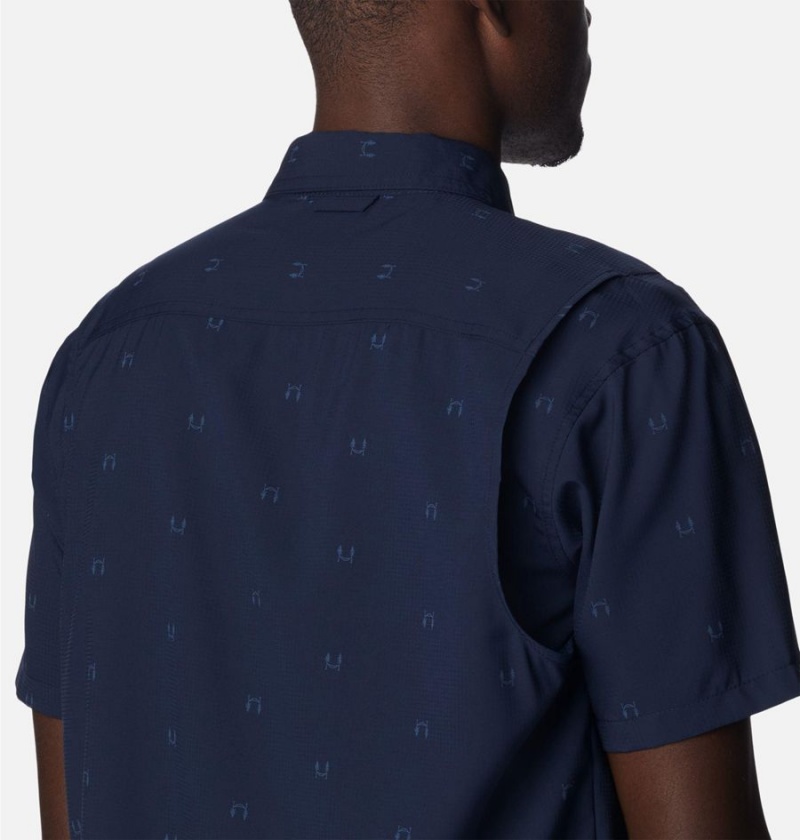 Columbia Utilizer Printed Woven Short Sleeve Men's Shirt Navy | GZECNU-429