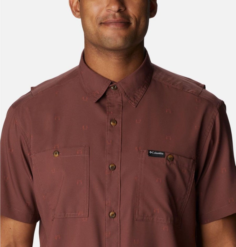 Columbia Utilizer Printed Woven Short Sleeve Men's Shirt Brown | MYIOEG-294