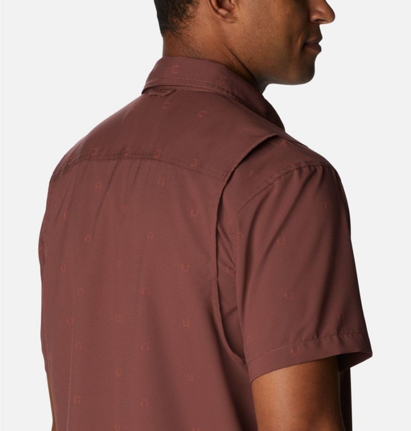 Columbia Utilizer Printed Woven Short Sleeve Men's Shirt Brown | MYIOEG-294