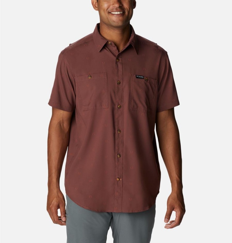 Columbia Utilizer Printed Woven Short Sleeve Men\'s Shirt Brown | MYIOEG-294