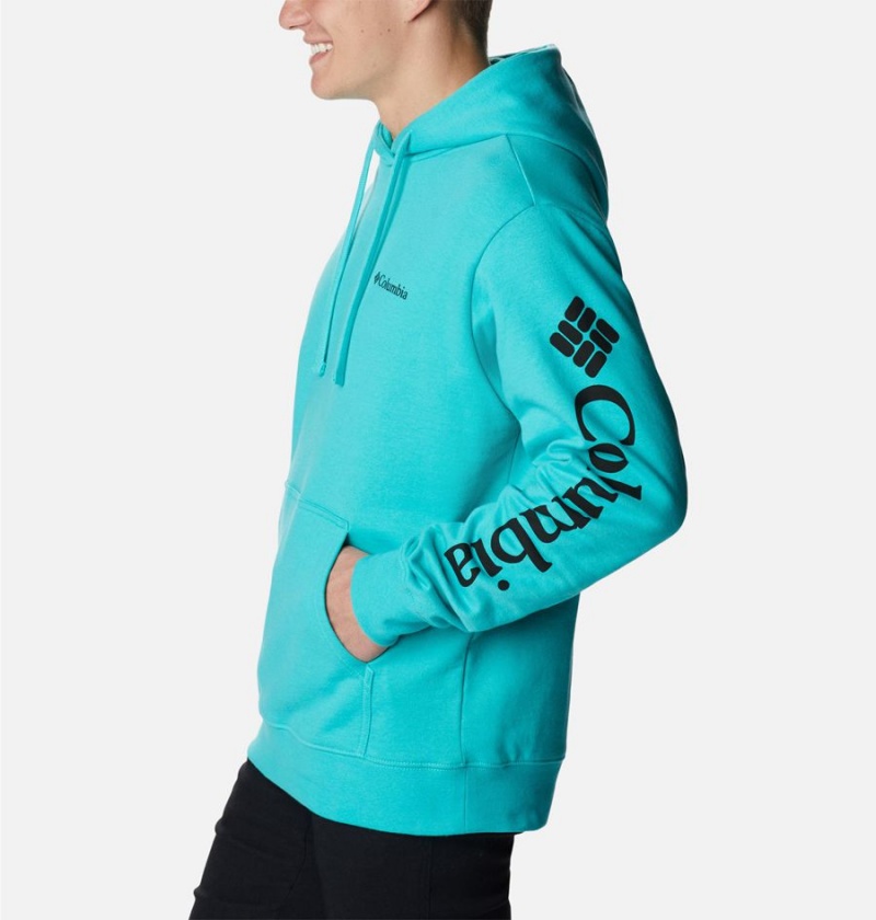 Columbia Viewmont II Sleeve Graphic Men's Hoodie Turquoise | DUHVCP-276