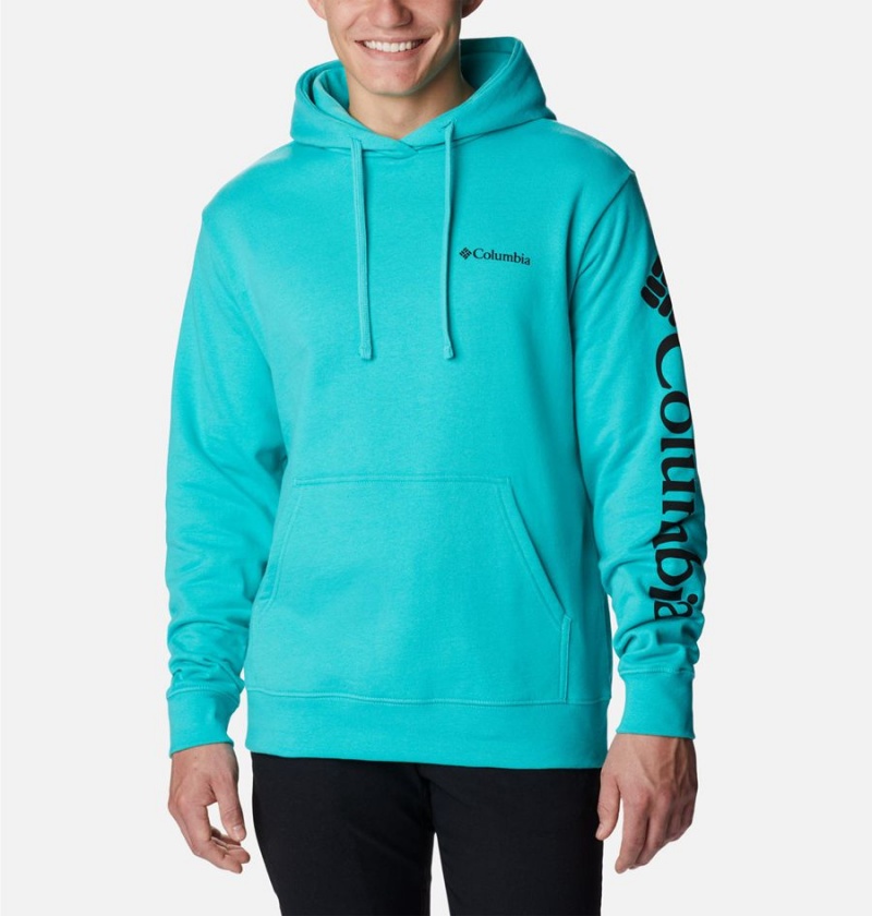 Columbia Viewmont II Sleeve Graphic Men\'s Hoodie Turquoise | DUHVCP-276