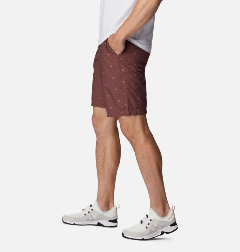 Columbia Washed Out Printed Men's Shorts Brown | QBLOVH-702