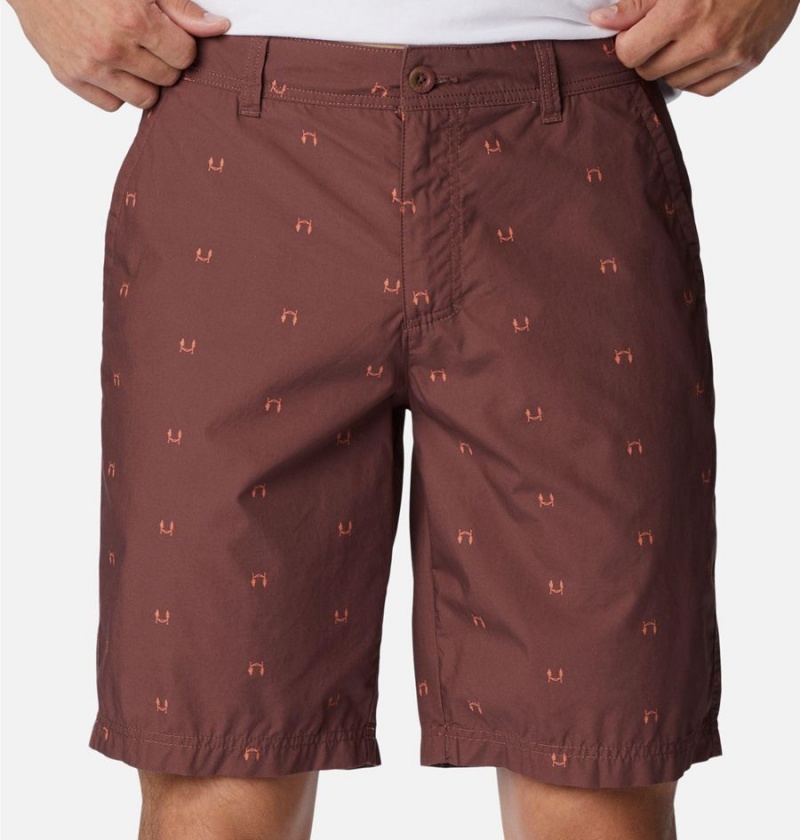 Columbia Washed Out Printed Men's Shorts Brown | QBLOVH-702